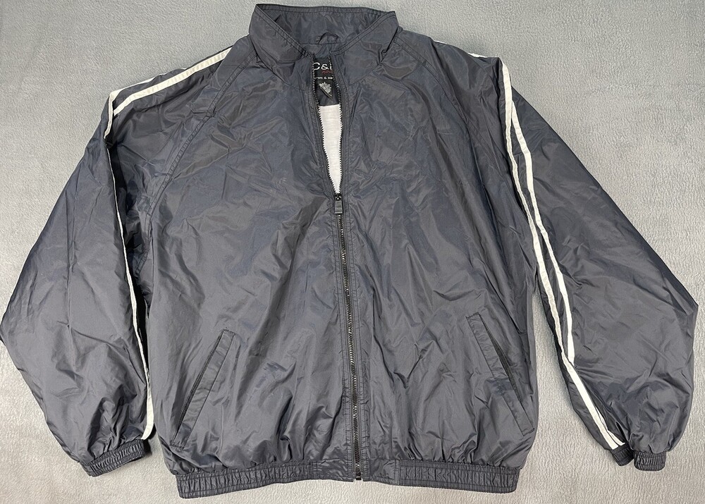Vintage CB Sports Croft And Barrow Windbreaker Black Zip Up Jacket Size Large